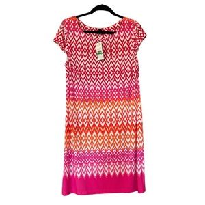 Vibrant Pink and Orange Patterned Dress
